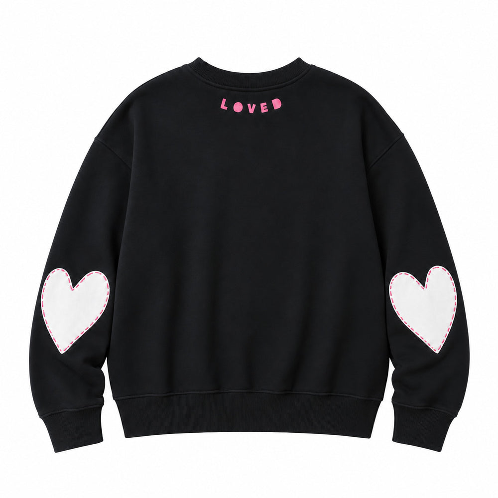Ex-Boyfriend patchwork black sweatshirt in 100% cotton fleece - Shop women's comfy fit sweatshirts by Kerri Rosenthal
