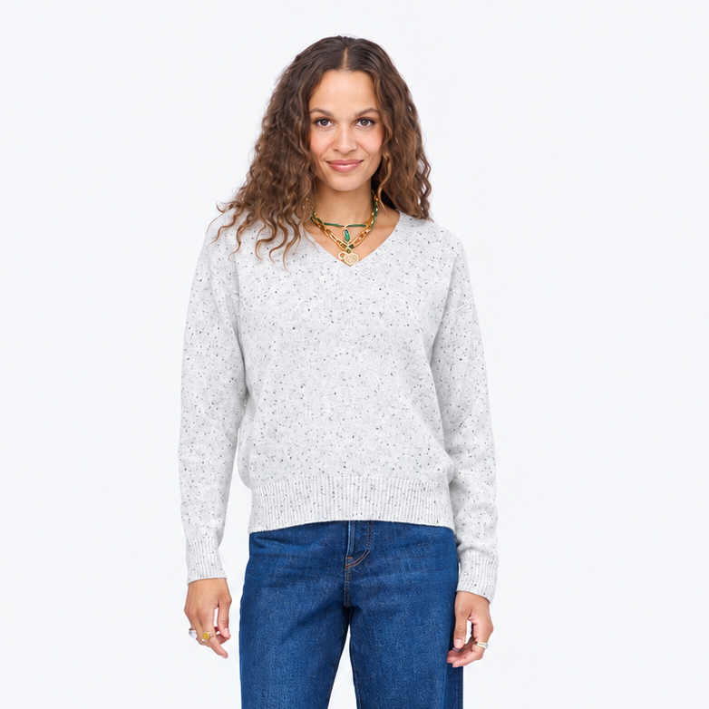Frenchie Featherweight Cashmere Patch Sweater