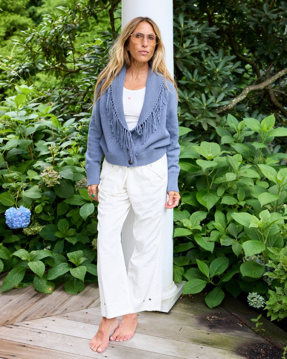 Fringe Shawl Collar Love Cardigan