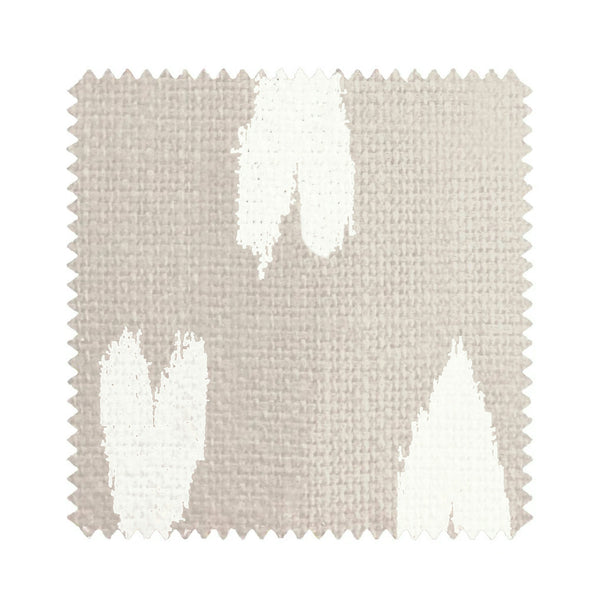 Heart Ikat Fabric by Kerri Rosenthal, a white and beige pattern printed on oyster linen