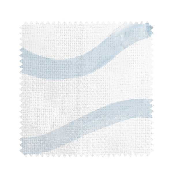 Blue Happy Wave Fabric by Kerri Rosenthal, a 53 inch wide linen fabric