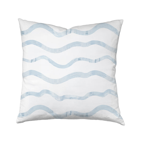 Blue Happy Wave Pillow by Kerri Rosenthal in 100% linen