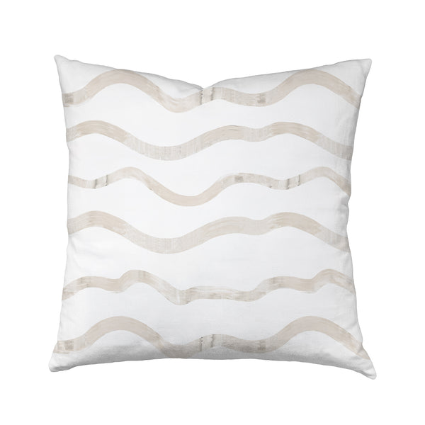 Taupe Happy Wave Pillow by Kerri Rosenthal in 100% linen