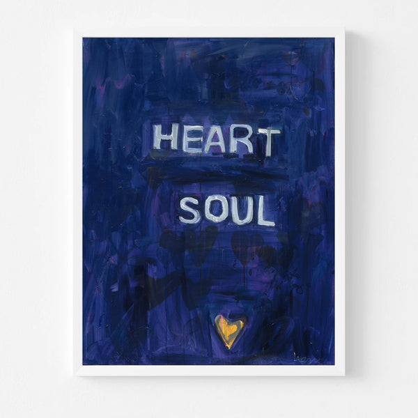Heart Soul navy blue word wall art print - Shop word artwork decor for the living room by Kerri Rosenthal