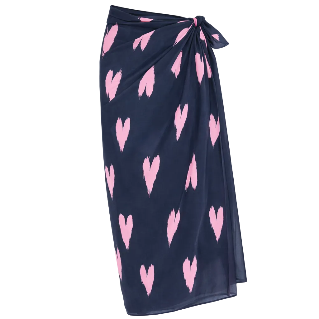 Ikat heart navy blue sarong wrap in cotton crepe - Shop women's cute sarongs by Kerri Rosenthal