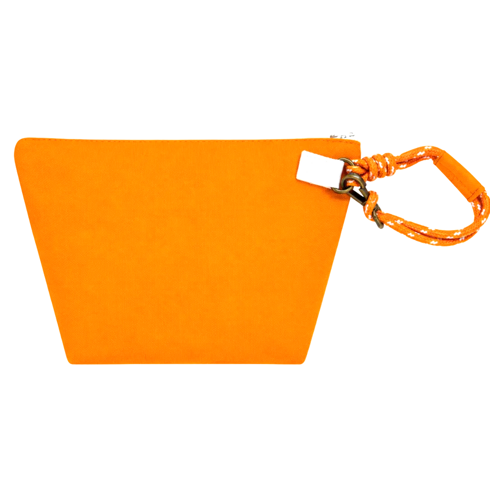 Imperfect Heart orange wristlet purse in 100% cotton canvas - Shop women’s cute orange clutch bag by Kerri Rosenthal.