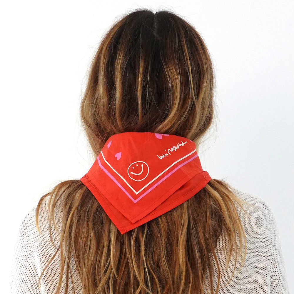 Drippy heart red bandana in 100% cotton - Shop women's cute cotton bandanas by Kerri Rosenthal.