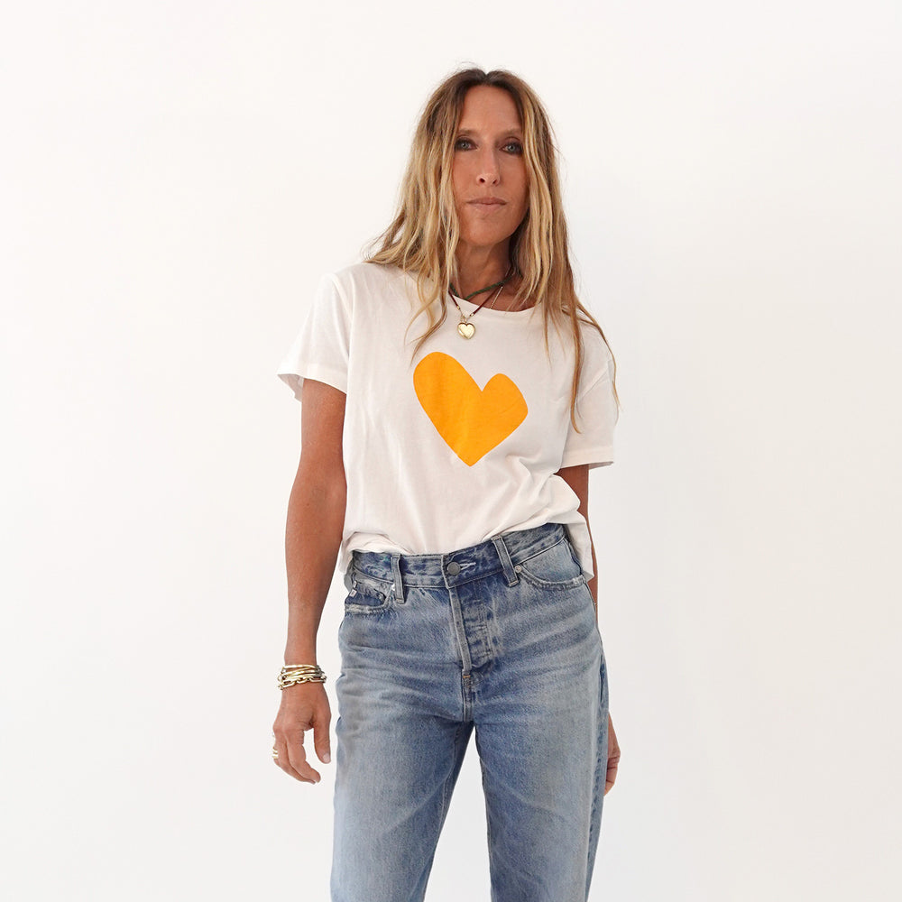 Suke Imperfect white heart tee shirt in 100% cotton - Shop women's cute graphic tees by Kerri Rosenthal
