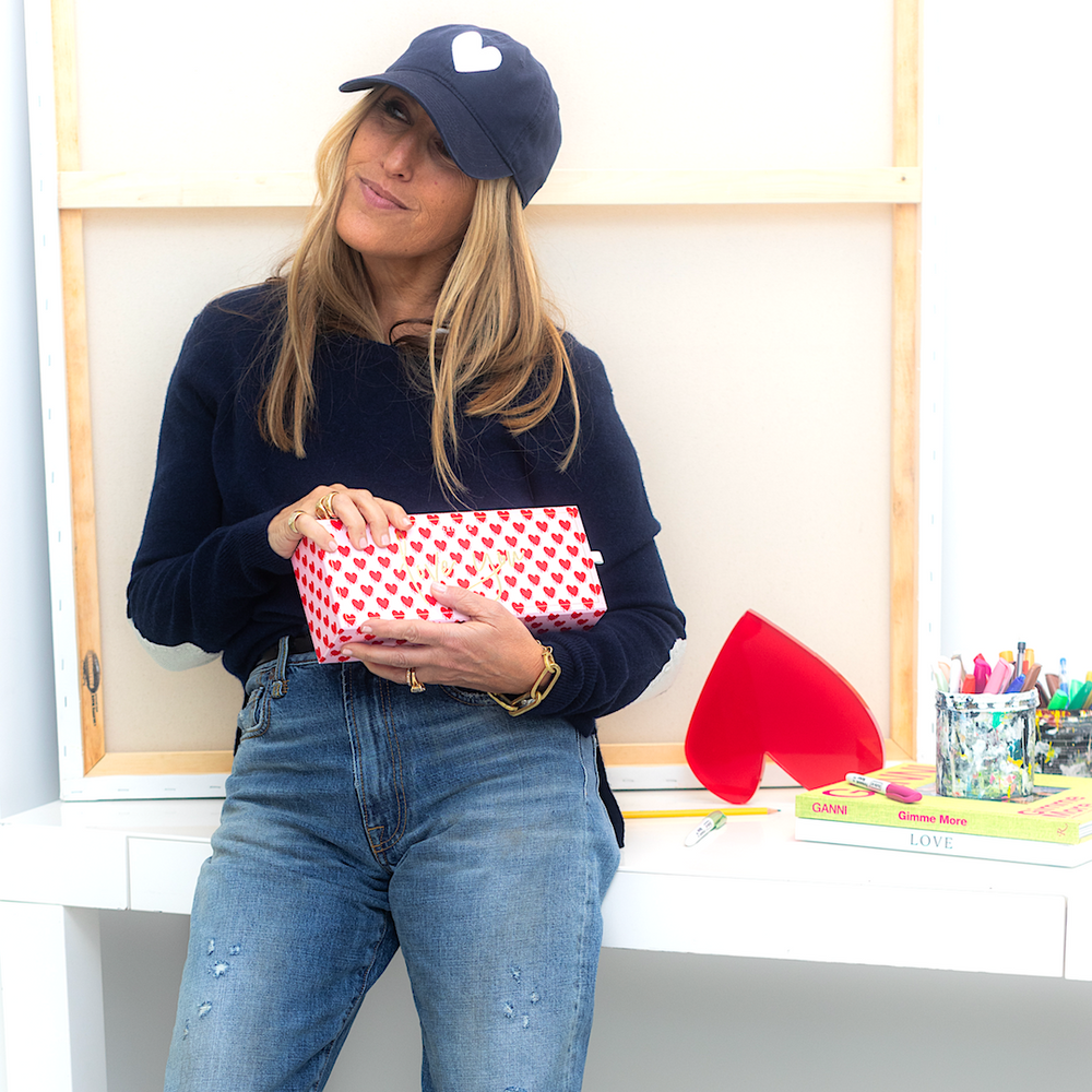 KR baseball heart patch indigo blue cap hat 100% cotton - cute baseball caps by Kerri Rosenthal