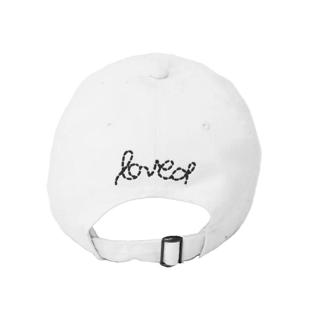 Baseball Heart Patch white and black cap hat 100% cotton - cute baseball caps by Kerri Rosenthal