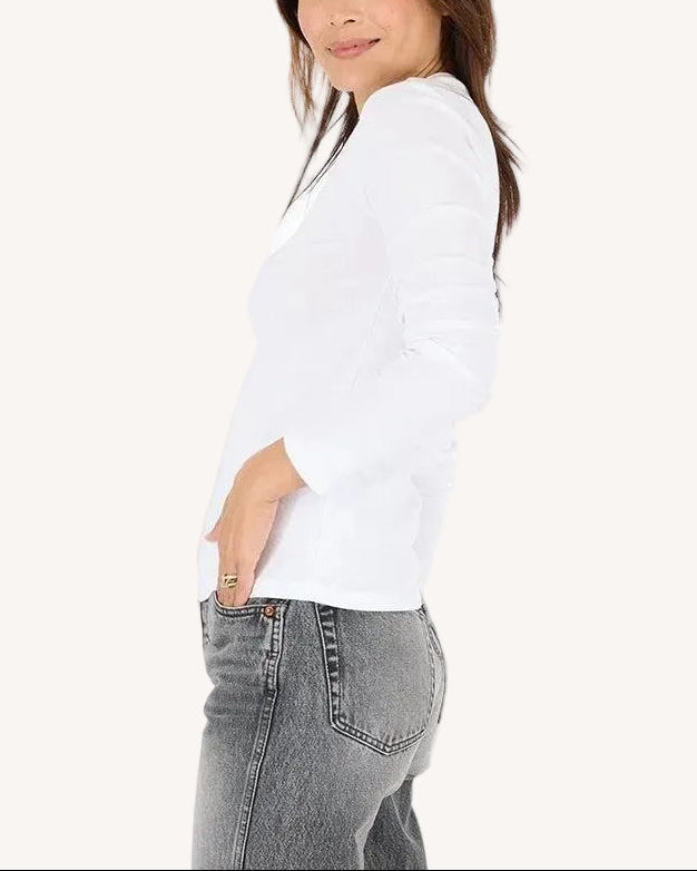 KR Long Sleeve Rib White Women's Tee | Kerri Rosenthal – KERRI