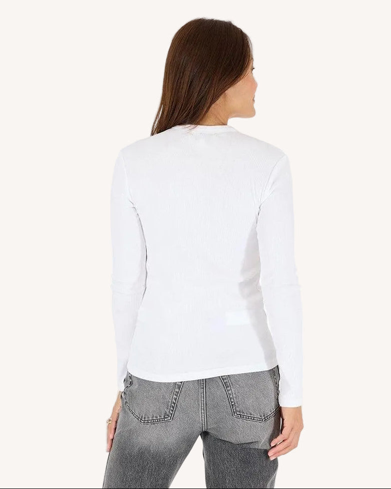 KR Long Sleeve Rib White Women's Tee | Kerri Rosenthal – KERRI