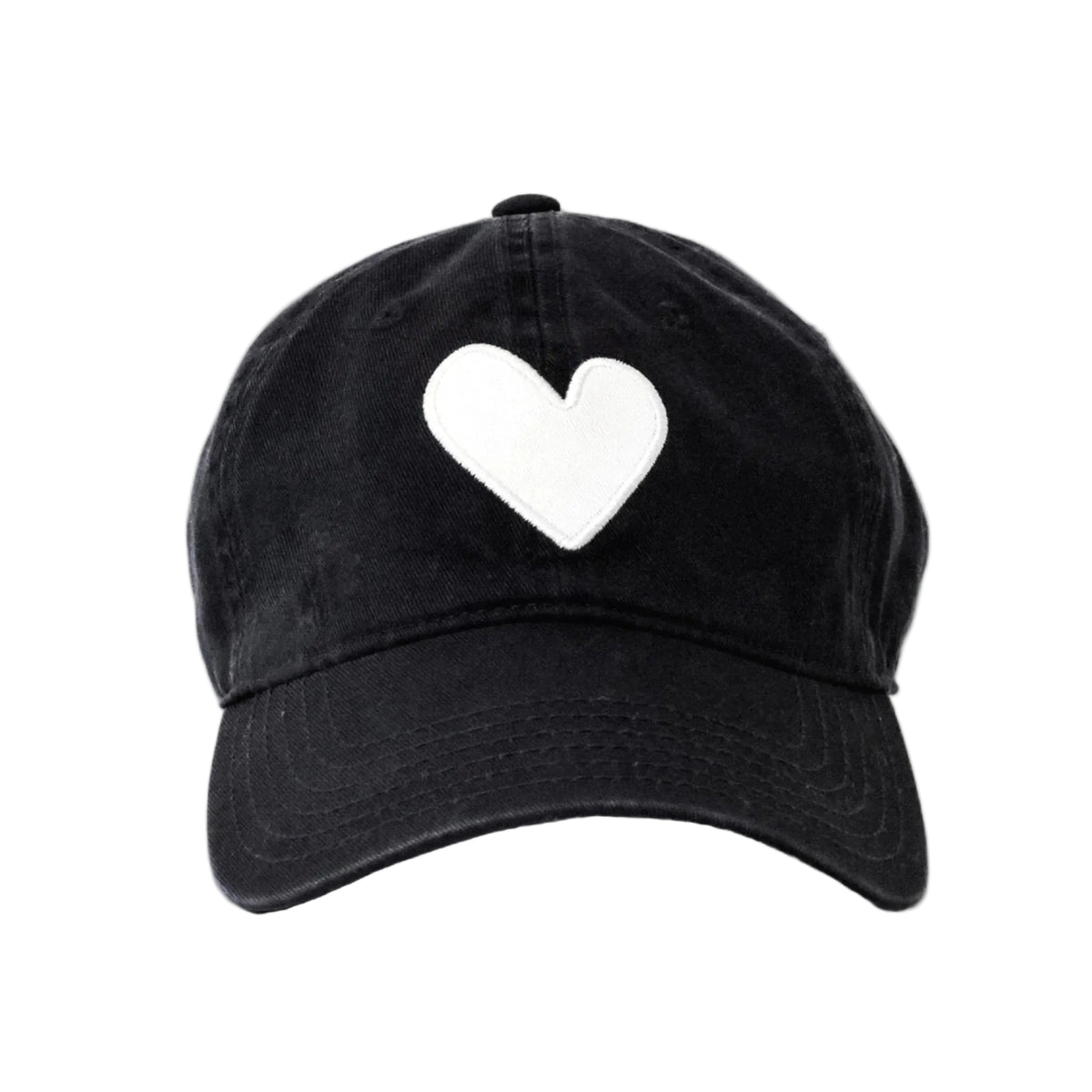 KR baseball heart patch black white cap hat 100% cotton - cute baseball caps by Kerri Rosenthal