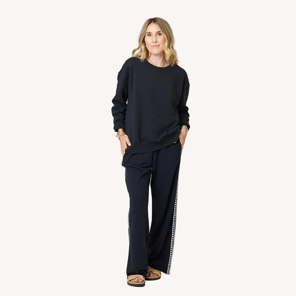 Ex-Boyfriend patchwork black sweatshirt in 100% cotton fleece with heart elbow patches - Shop women's sweatshirts by Kerri Rosenthal