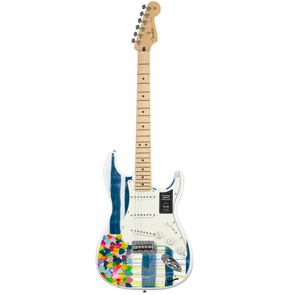 Colorful United State of Love fender stratocasters guitar artwork by Kerri Rosenthal 