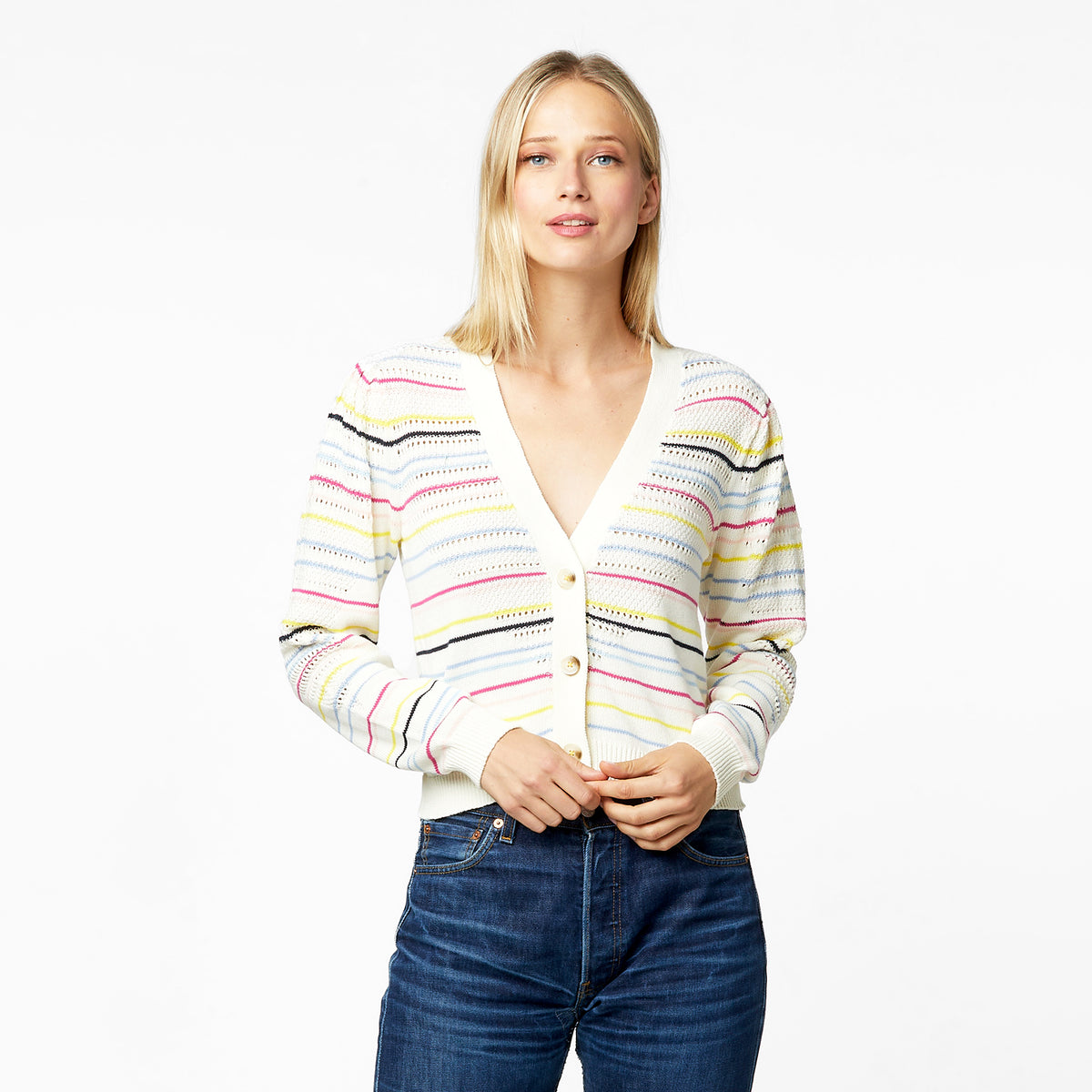 Kerri Rosenthal Summer Denim Blue Jacket with Heart Elbow Patches -True Denim