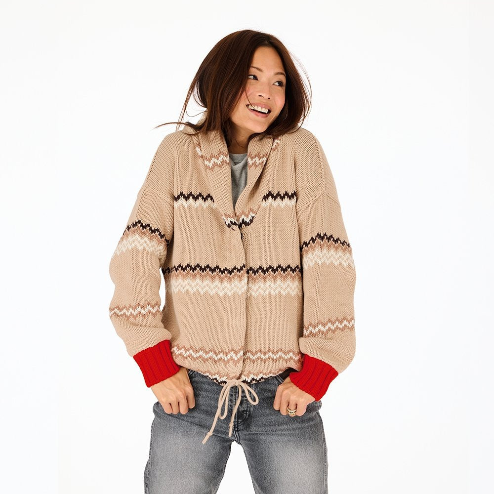 Kerri Rosenthal Fringe Shawl Collar Cardigan Chalk