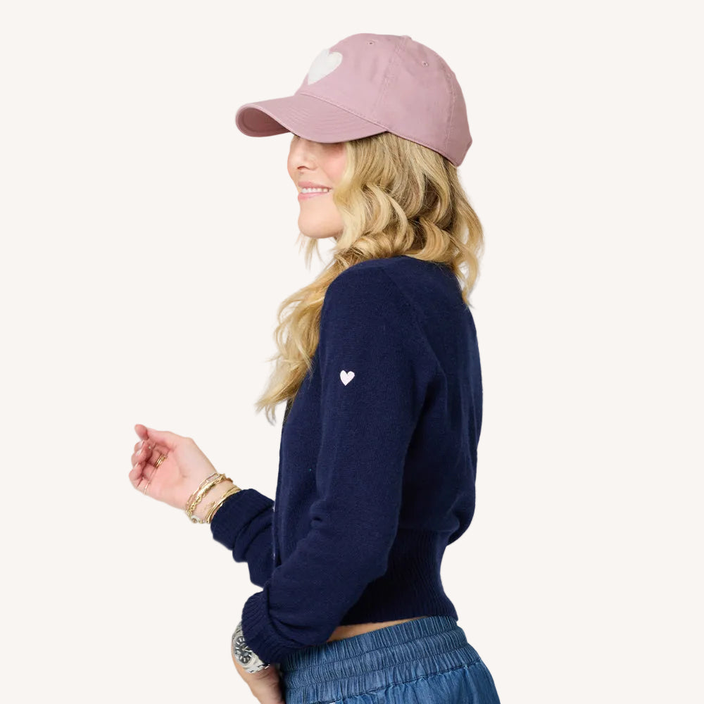 KR Imperfect chenille heart mauve baseball cap hat in 100% cotton with adjustable strap - Shop women's baseball cap hats by Kerri Rosenthal