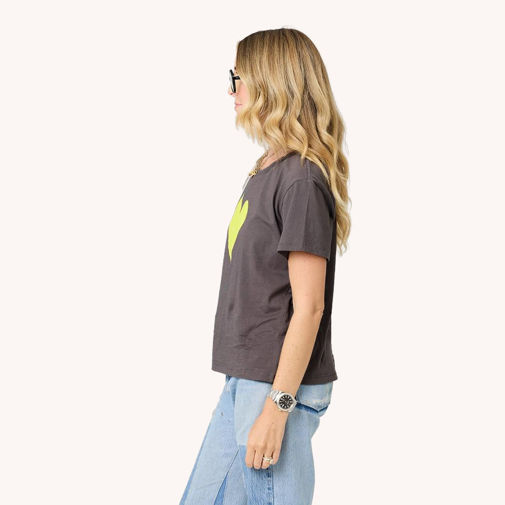 Suke dark grey tee in 100% cotton with short sleeves - Shop women's cute cotton tees by Kerri Rosenthal