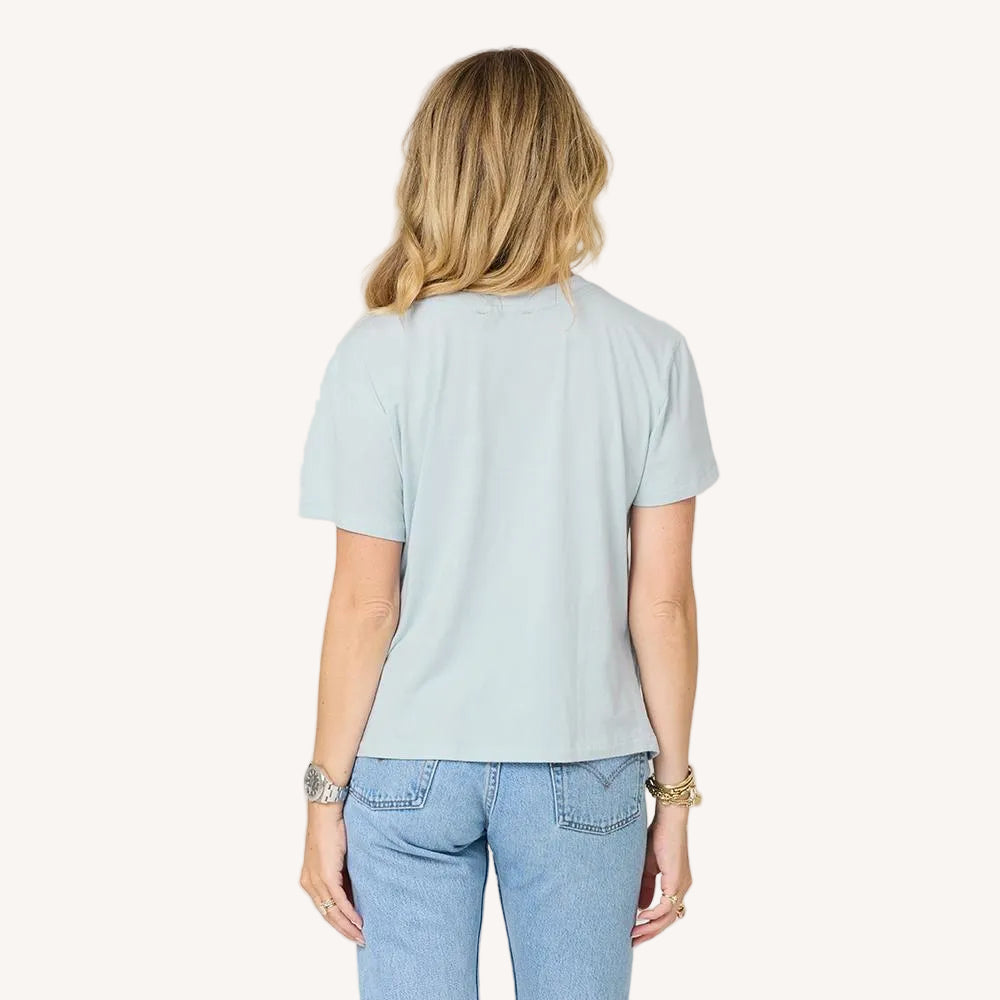 Suke light blue tee in 100% cotton with short sleeves - Shop women's cute cotton tees by Kerri Rosenthal