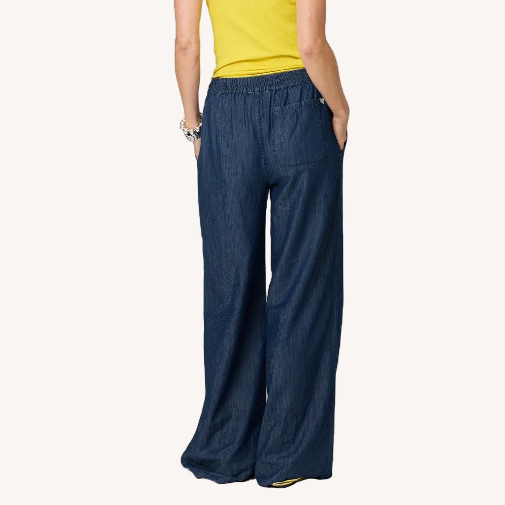 Palazzo Denim Blue Drawcord Waist Pant – KERRI ROSENTHAL