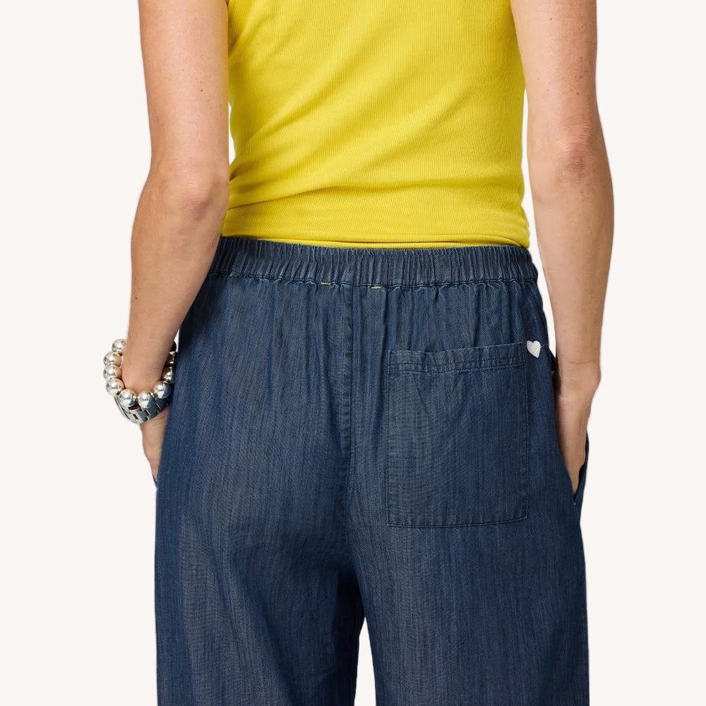 Palazzo Denim Blue Drawcord Waist Pant – KERRI ROSENTHAL