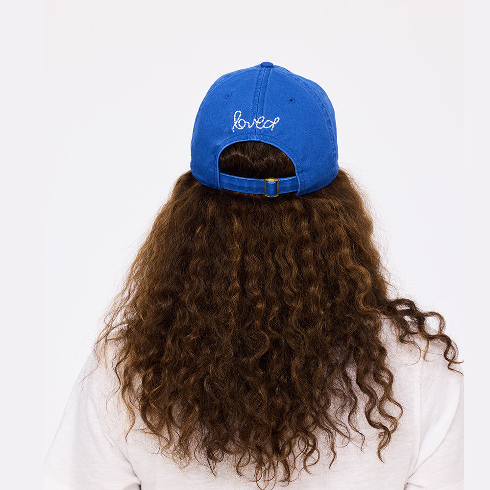 KR blue womens baseball hat in cotton with an adjustable strap - Shop women's cute baseball cap hats by Kerri Rosenthal