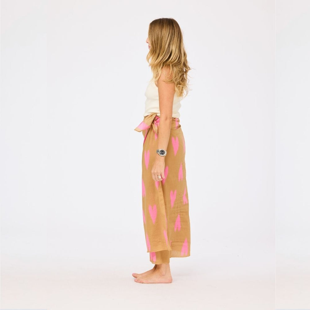 Ikat heart pink sarong wrap skirt in 100% cotton poplin - Shop women's cute beachwear sarongs by Kerri Rosenthal