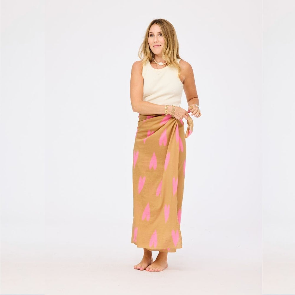 Ikat heart pink sarong wrap in 100% cotton poplin - Shop women's cute beachwear sarongs by Kerri Rosenthal