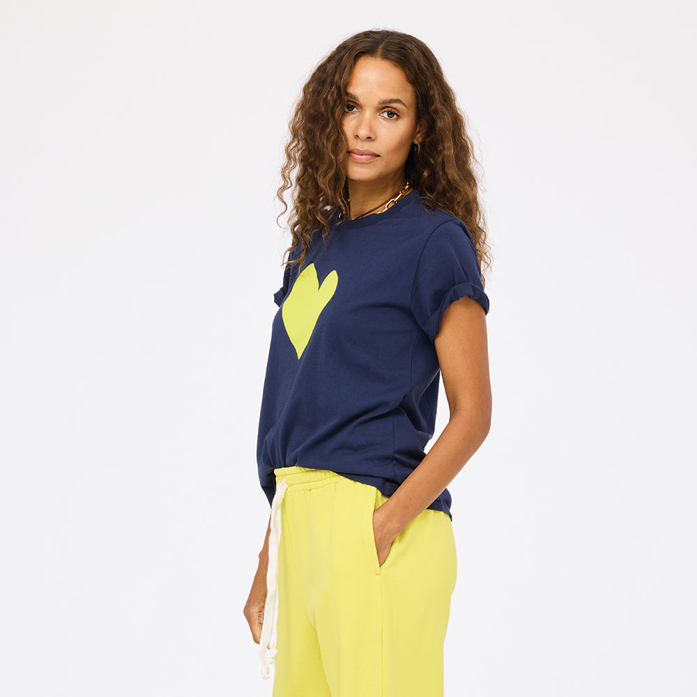 Suke indigo blue imperfect heart t-shirts in 100% cotton - Shop women's cute graphic tees by Kerri Rosenthal