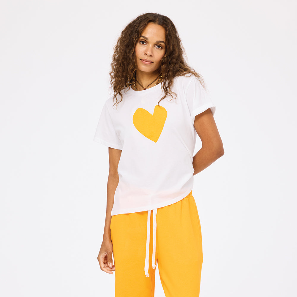 Suke Imperfect white heart tee shirt in 100% cotton - Shop women's cute graphic tees by Kerri Rosenthal