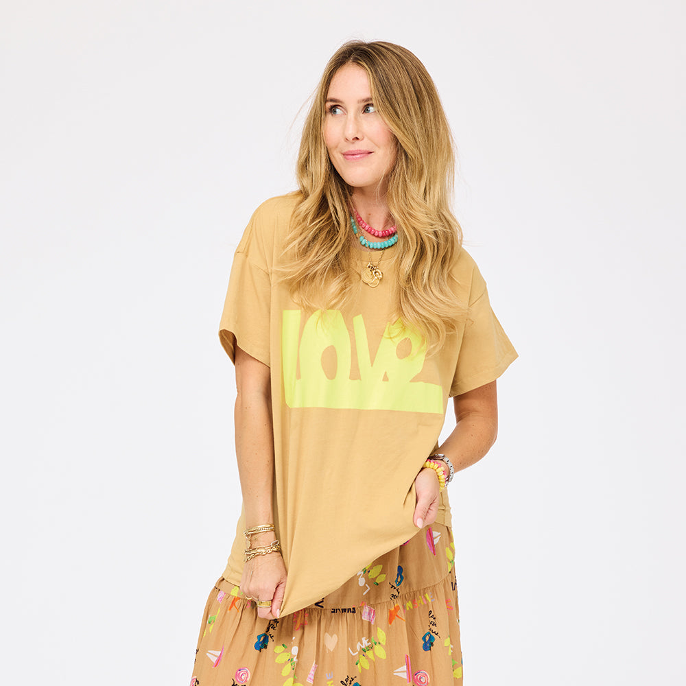 Kerri Rosenthal Tommy Love Lines Tee in soft cotton with an oversized fit and heart art.