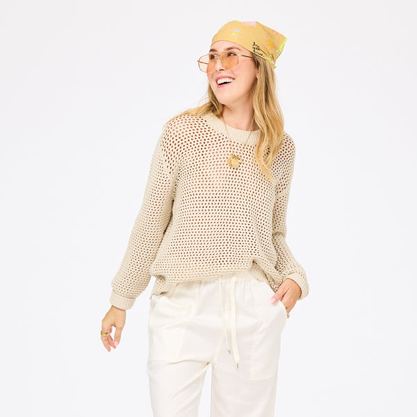 Catch Open Stitch Beige Sweater – KERRI ROSENTHAL