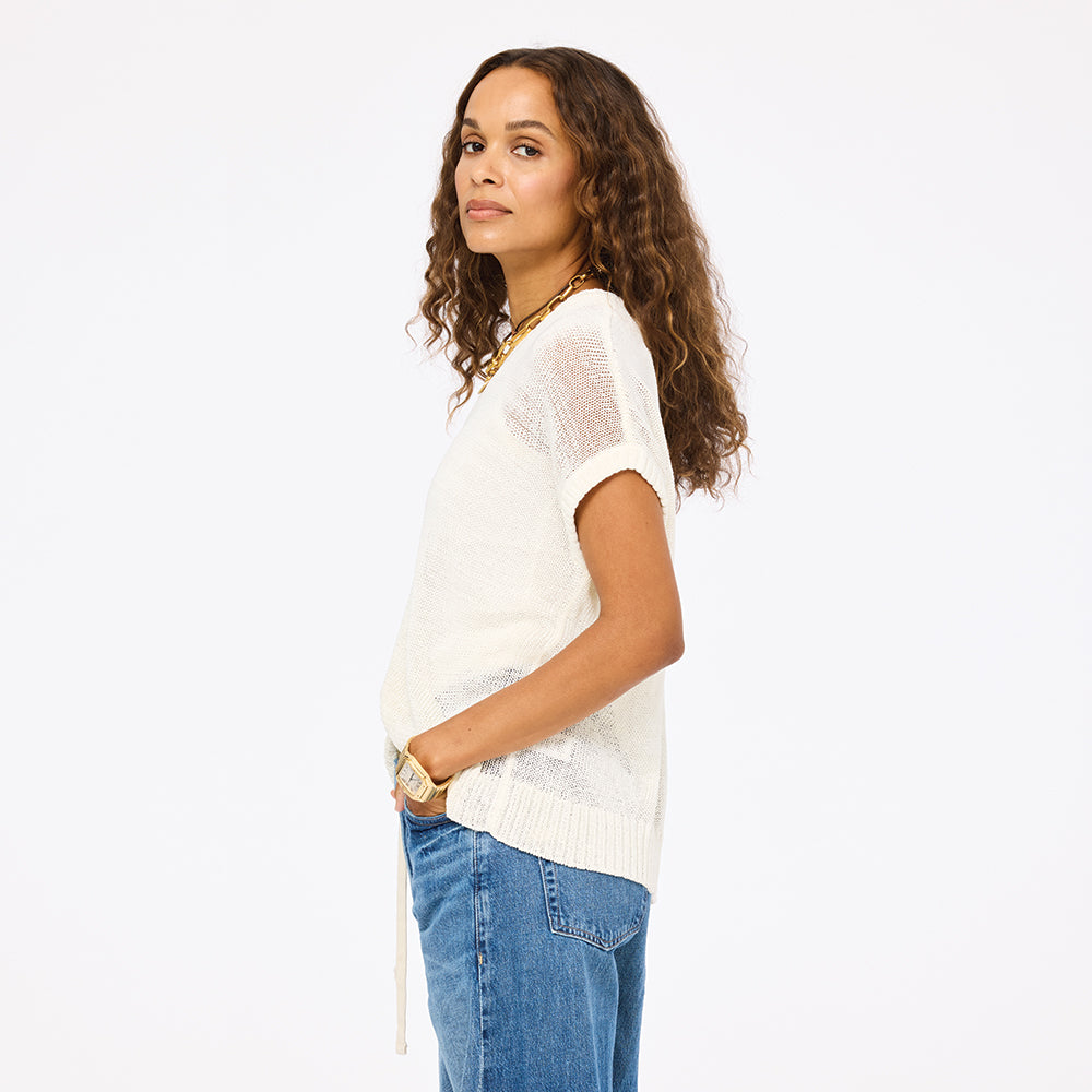 Summer vestie womens white cardigan sweater in cotton-linen blend - Shop cute cardigans by Kerri Rosenthal