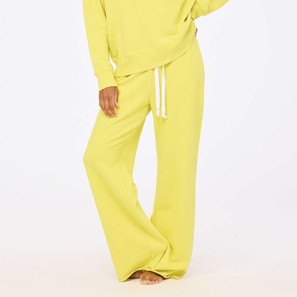 Weekend barb lime green cotton sweatpants with heart embroidery - Shop women's sweatpants by Kerri Rosenthal