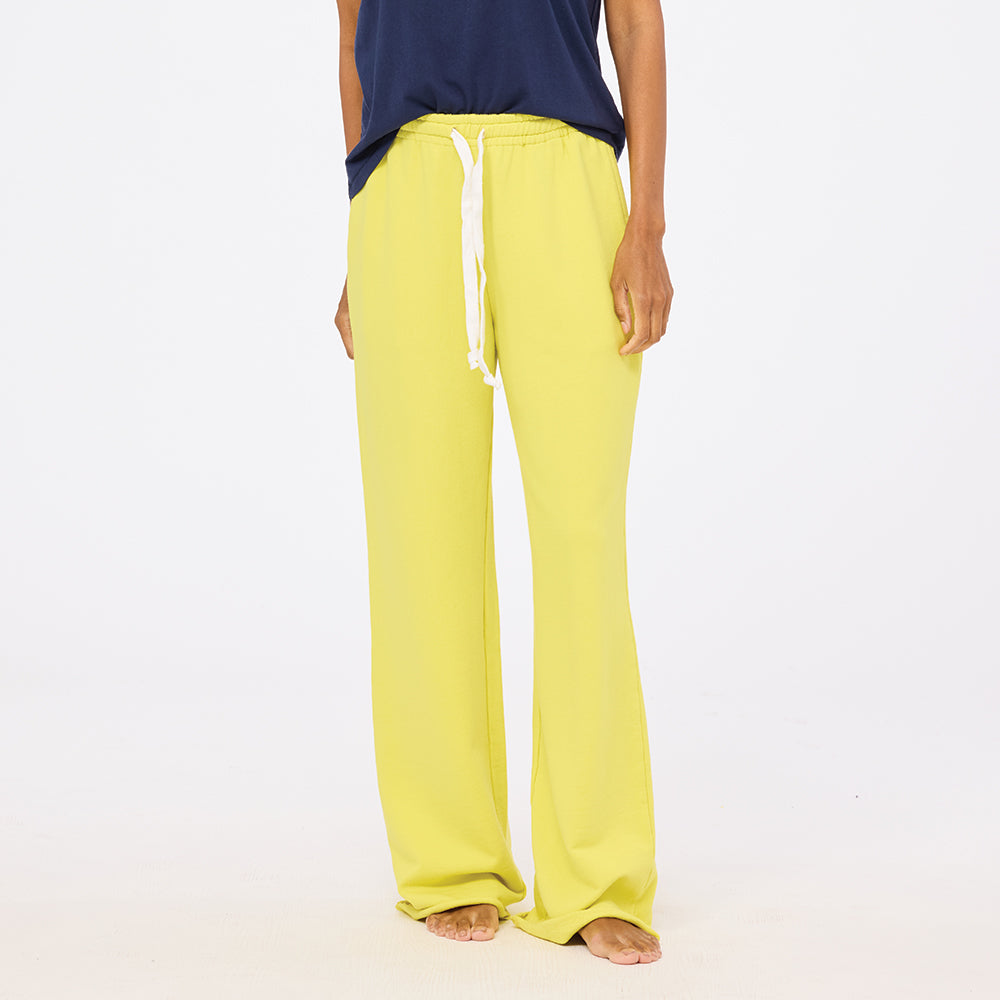 Weekend barb lime green sweatpants in cotton with heart embroidery - Shop women's sweatpants by Kerri Rosenthal