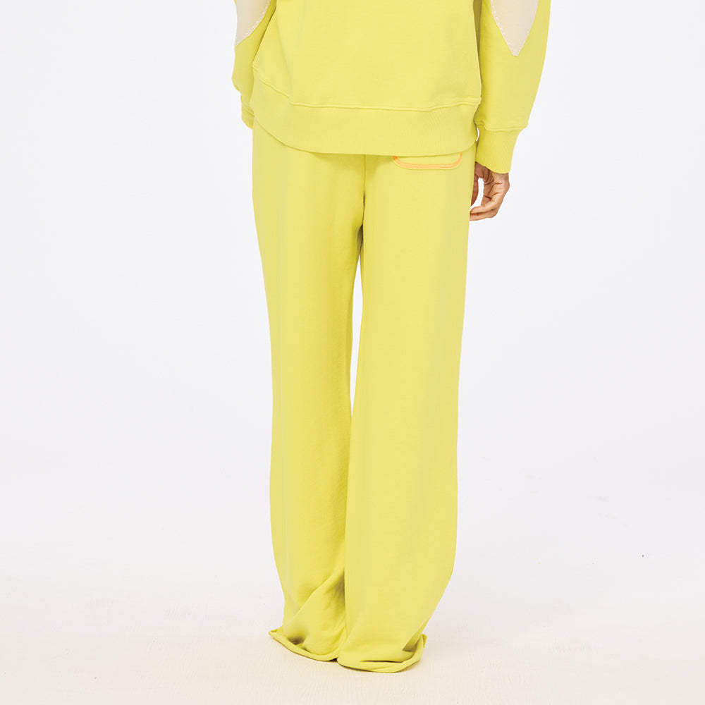 Weekend barb lime green sweatpants in 100% cotton with a heart embroidery - Shop best sweatpants by Kerri Rosenthal