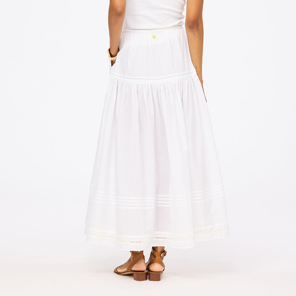 Vacance pintuck white maxi skirt cotton - Shop women's cute maxi skirts by Kerri Rosenthal