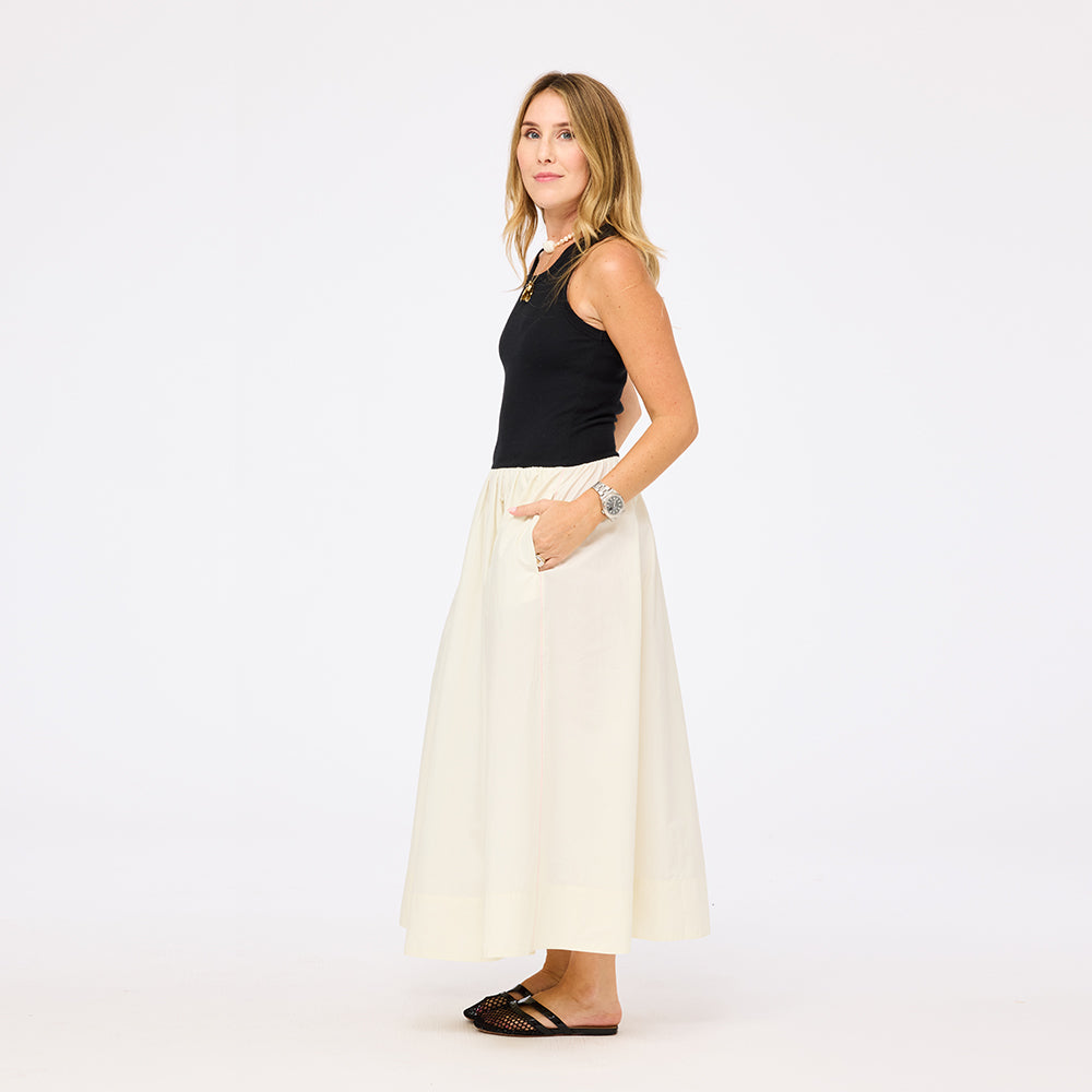 Two-Tone sleeveless maxi dress with elastic waist - Shop womens sleeveless maxi dresses by Kerri Rosenthal