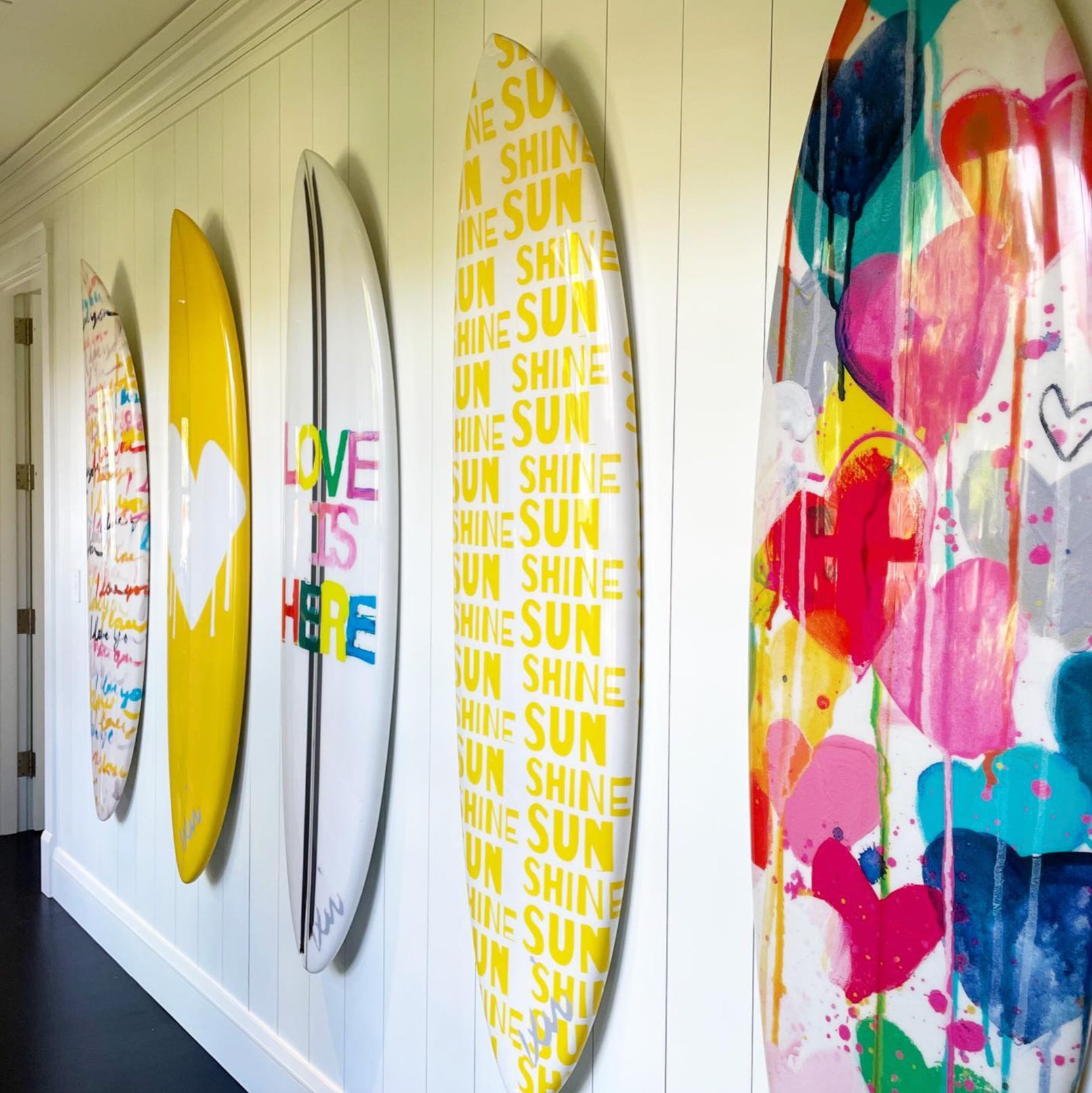 White Ground with Multicolor Best Day Ever Surfboard Art – KERRI