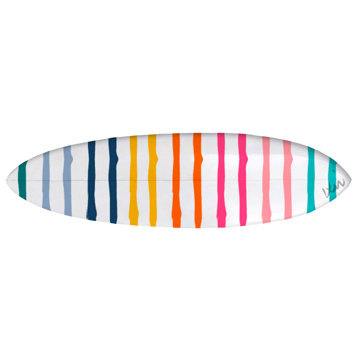 Use this striped surfboard as a surfable piece of decor or a colorful wall-mounted conversation starter.