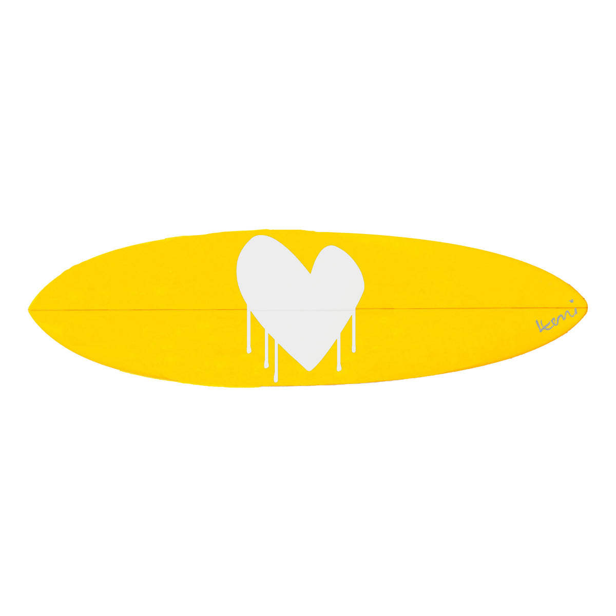 Drippy Heart Yellow Surfboard