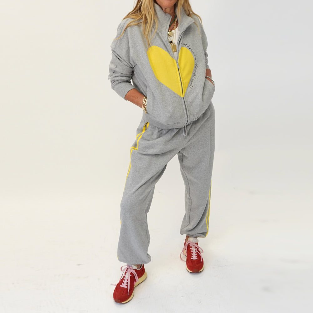 SoulCycle x KR gray sweatshirt in cotton - Shop women’s stylish heart sweatshirt & grey sweatpants by Kerri Rosenthal.