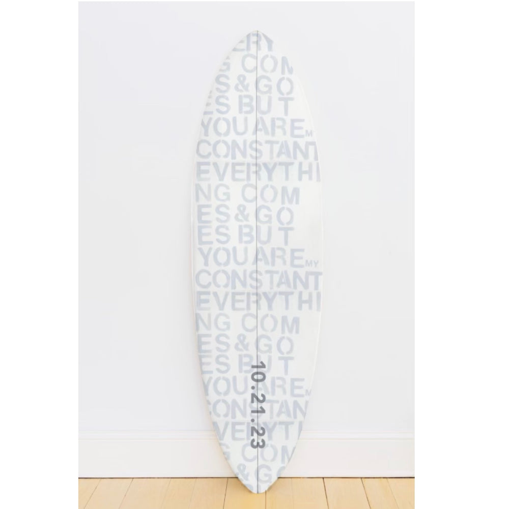 Personalized surfboard wall art by Kerri Rosenthal