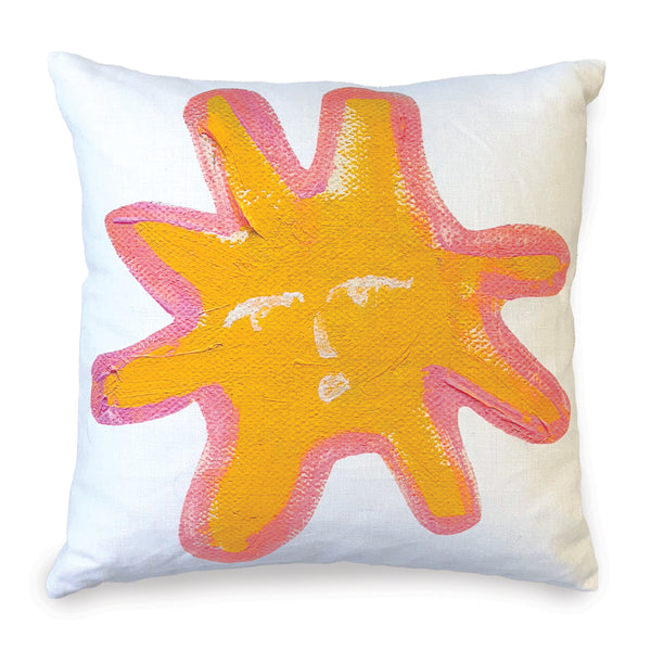 Le Sunshine multicolor throw pillow. Crafted from the finest Belgian linen and cotton blend - Shop cute decorative throw pillows by Kerri Rosenthal