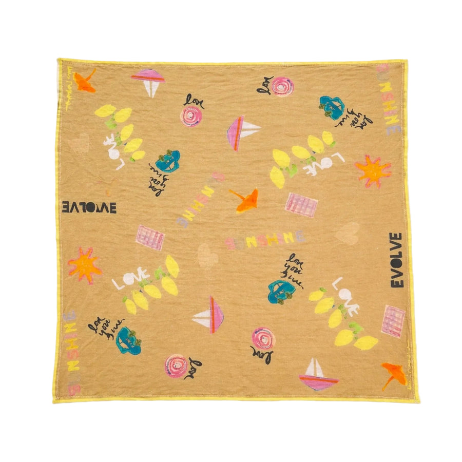 Kerri Rosenthal Love Evolve Bandana in a multicolor printed cotton with signature icons.