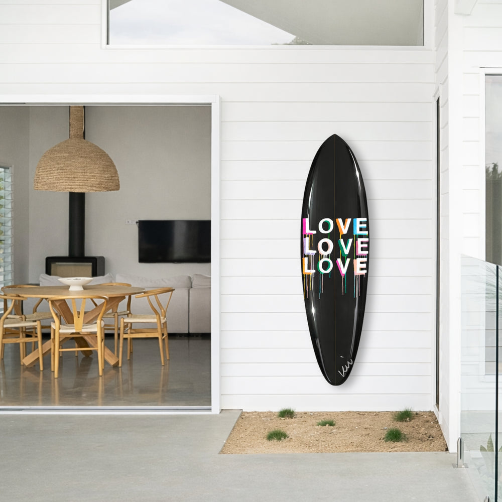 Love On Repeat Surfboard by Kerri Rosenthal, alternate view