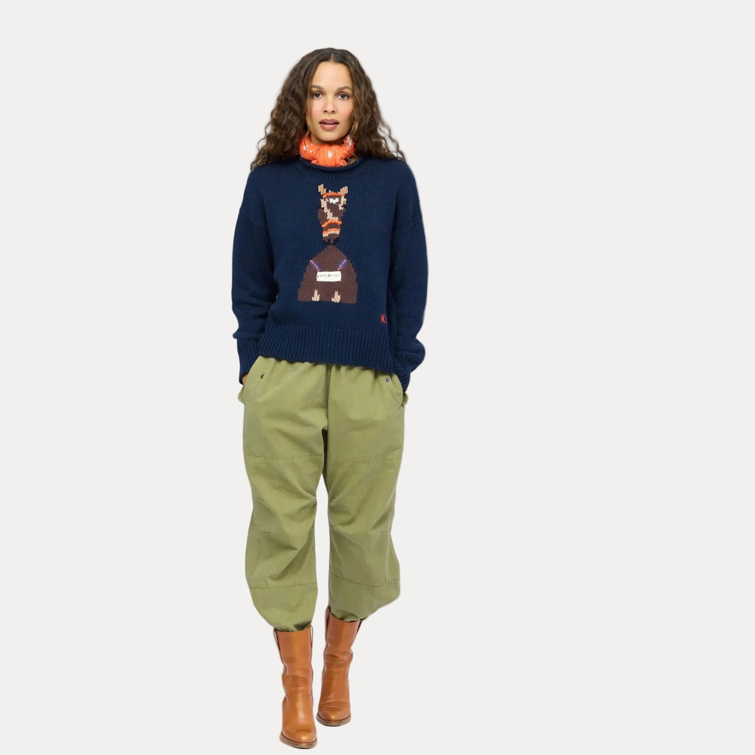 Roll Neck Love Reigns Sweater, Indigo Blue | Kerri Rosenthal