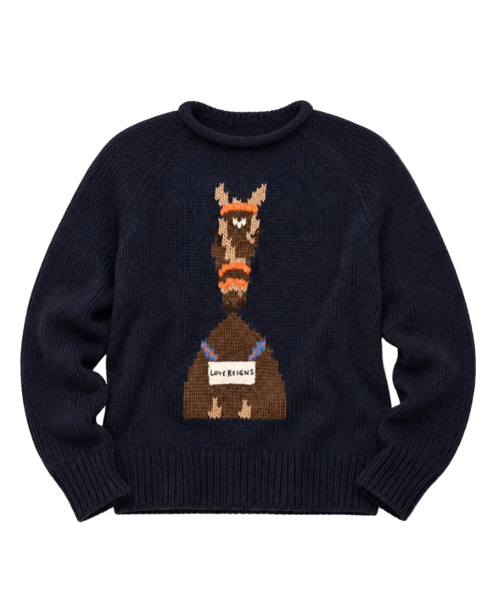 Roll Neck Love Reigns Sweater, Indigo Blue | Kerri Rosenthal