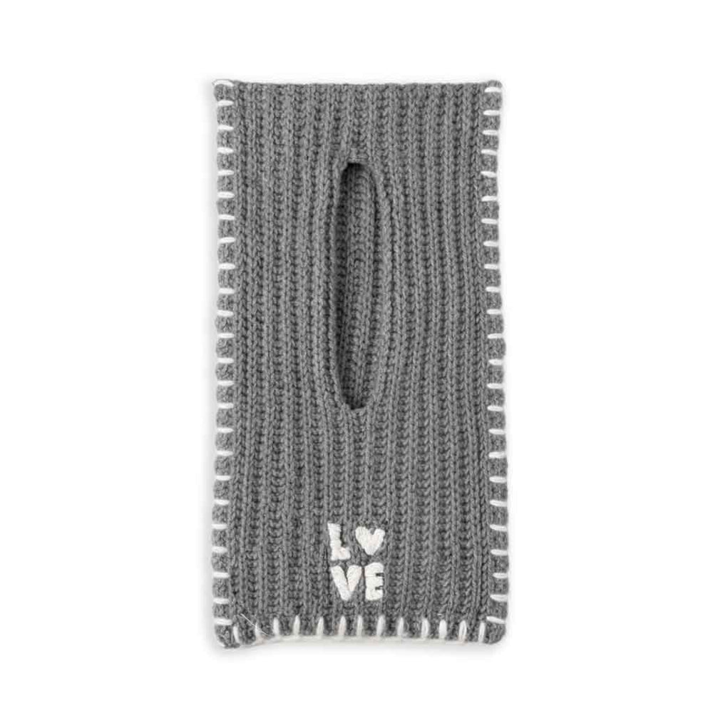Loved Squared Loop Scarf in Smoke gray, flat shot.